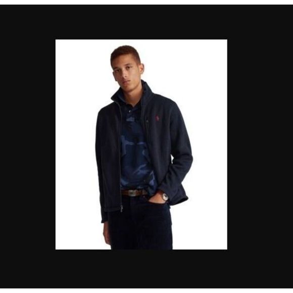 Polo Ralph Lauren Men's Sz L Navy Heather L/S Full Zip Fleece Jacket $168 - Picture 12 of 12